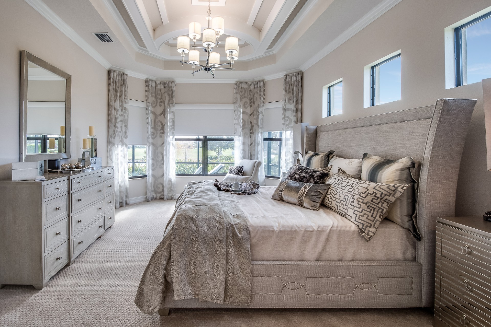 Beautiful bedroom with gray furniture